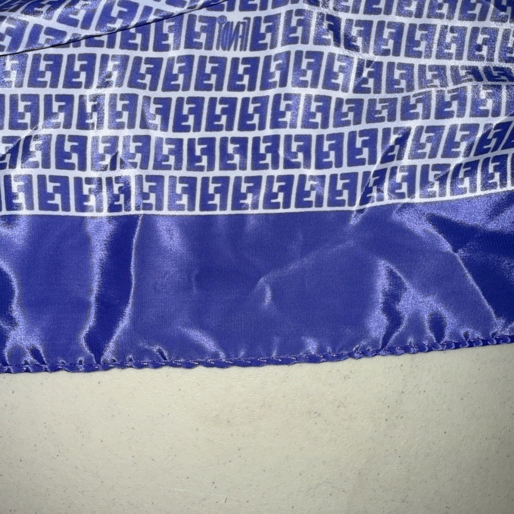 Fendi Zucca Navy Blue And White Monogram Silk Made In France Scarf - Picture 15 of 16